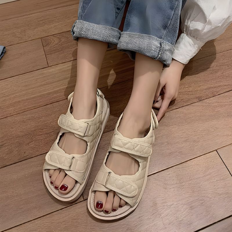 Sandal Wanita Tali AU-01 Terbaru Fashion Korea Sendal Import Remaja Kekinian Hak Datar Bisa Cod