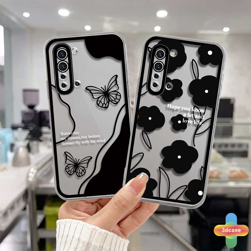 Cute Three Black Butterfly Soft Case Realme C21 C31 C35 C25 C11 2021 C21Y C15 C20 C3 C12 C2 C25S 5S 5 5S 5i C17 7i C1 C25Y C2 C3i 6i C20A  Narzo 20 10 10A 20A 30A A7 A5S A15 A16 Lucu Shockproof Wavy Edge Soft Sarung