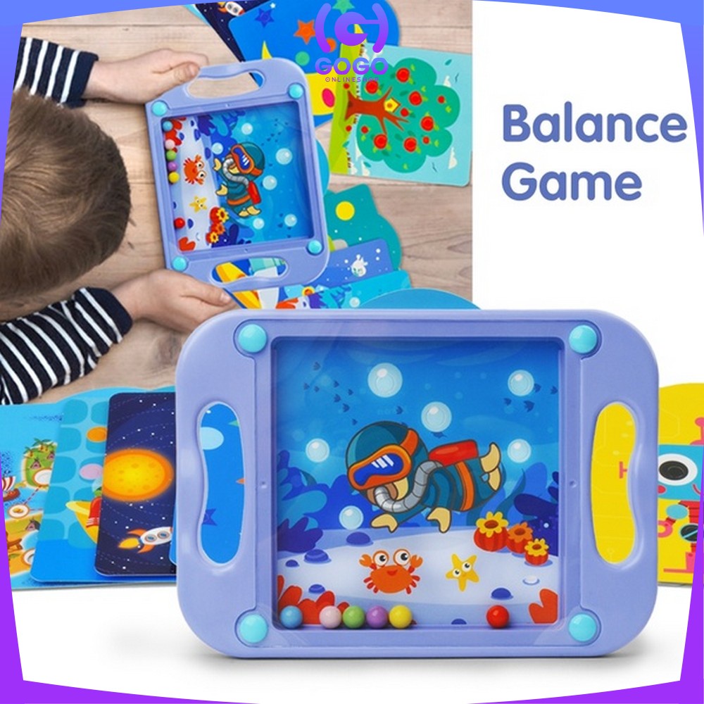 GOGO-M49 M168 Mainan Anak Papan Keseimbangan Bola Kelereng 10PCS Kartu Background Marble Balance Game