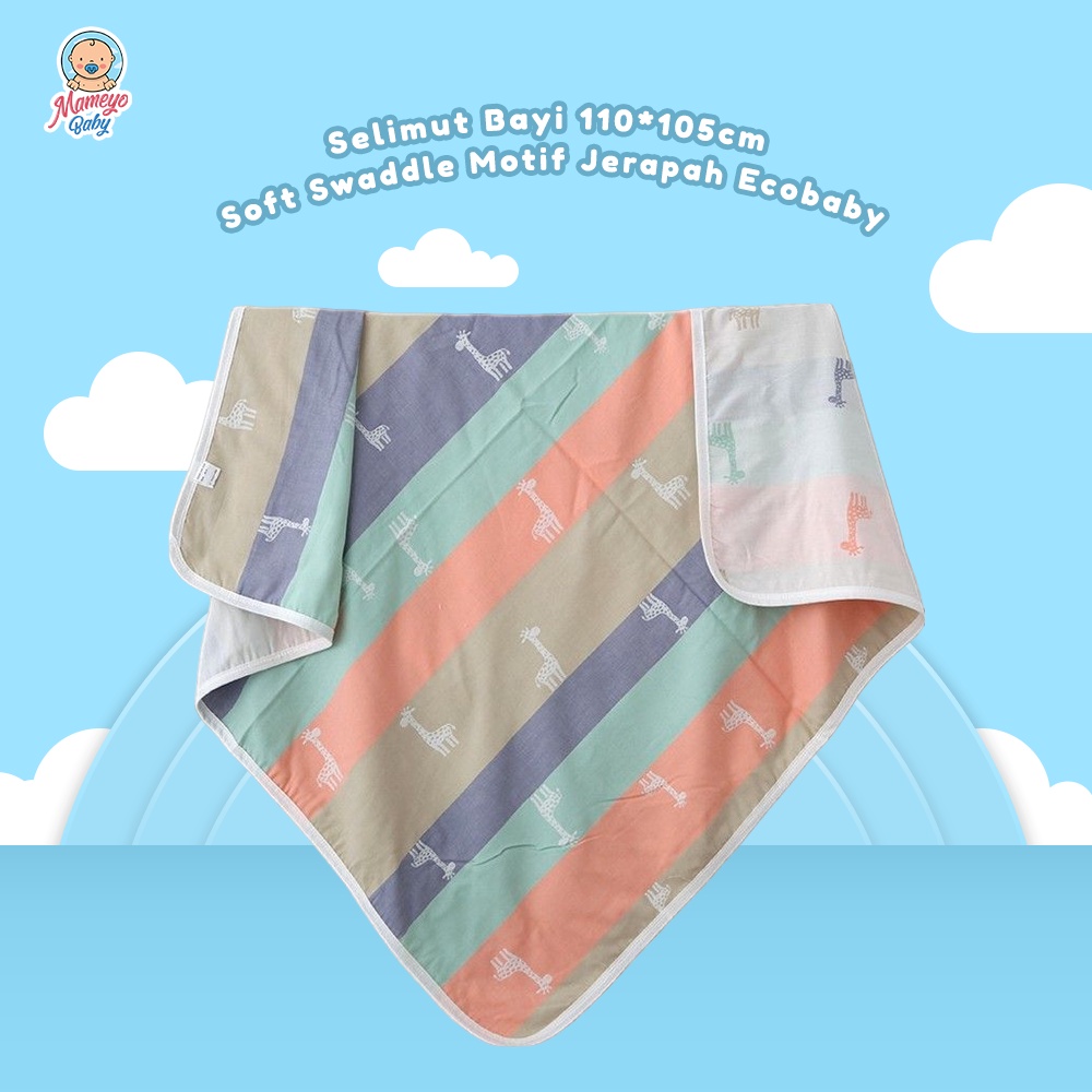 Selimut Bayi 110*105cm 100% Kartun Muslin Newborns Soft Swaddle Motif Jerapah EMS1507 Ecobaby