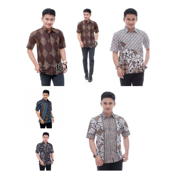 AZMI- Kemeja Batik Pria Lengan Pendek Modern Casual Modis Motif Sultan Exclusive Size M L XL XXL