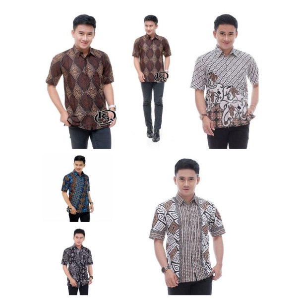 Zayn)BSWARTBatik HRB026 Kenongo Hem Pendek Padi Pekalongan M L XL Batik Pria MURAH