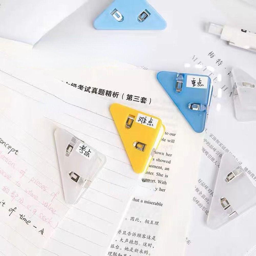 LANFY Penjepit Kertas Trigonal Transparan File Index Fixing Clips Kertas Tes Sekolah Pelindung Sudut Dokumen Staples