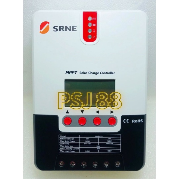 SRNE Real MPPT Solar Charge Controller 20A ML2420 Auto 12V/24V SCC MPPT 20A