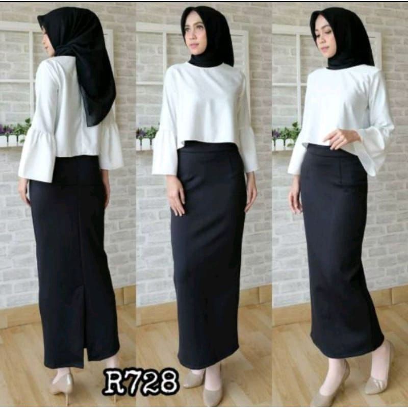 Rok span panjang HITAM/ROK KULIAH