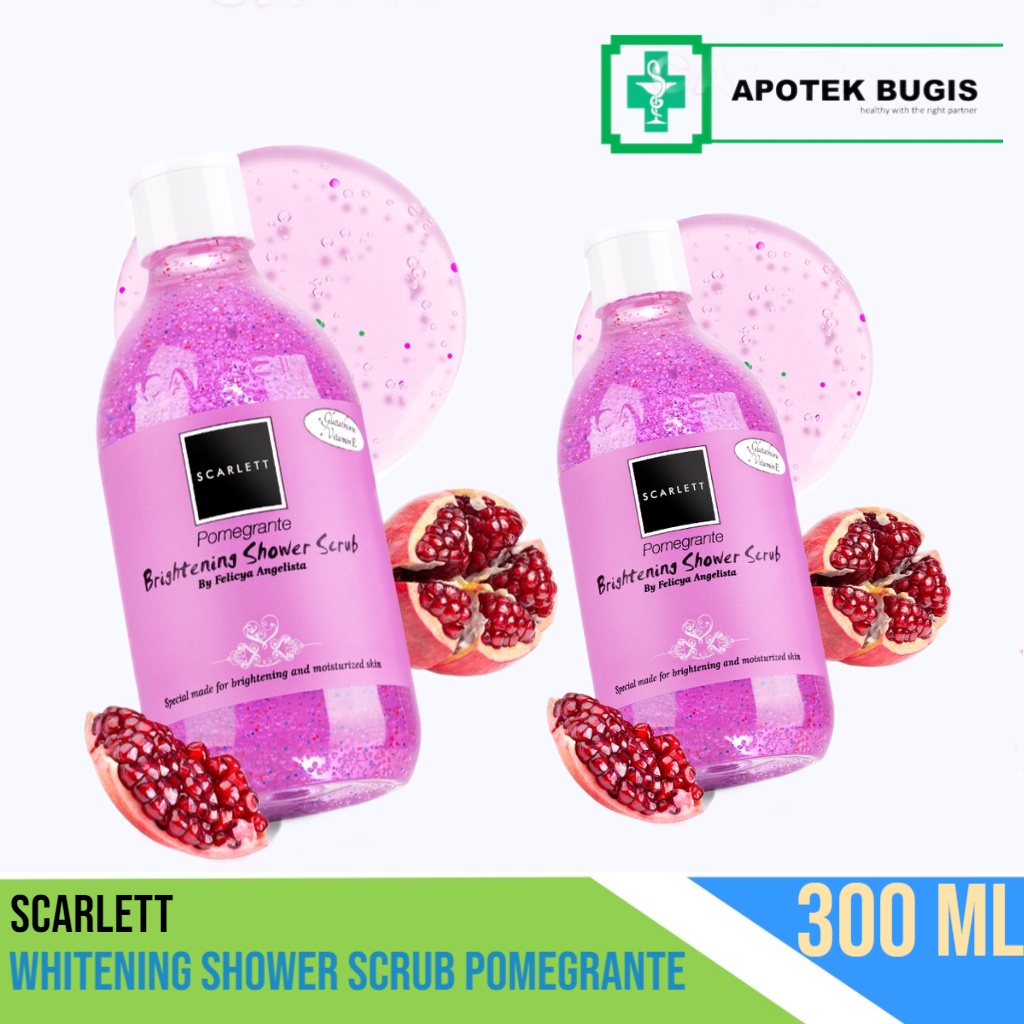 Scarlett Whitening Shower Scrub Pomegrante 300 ml Lulur Mandi Pemutih