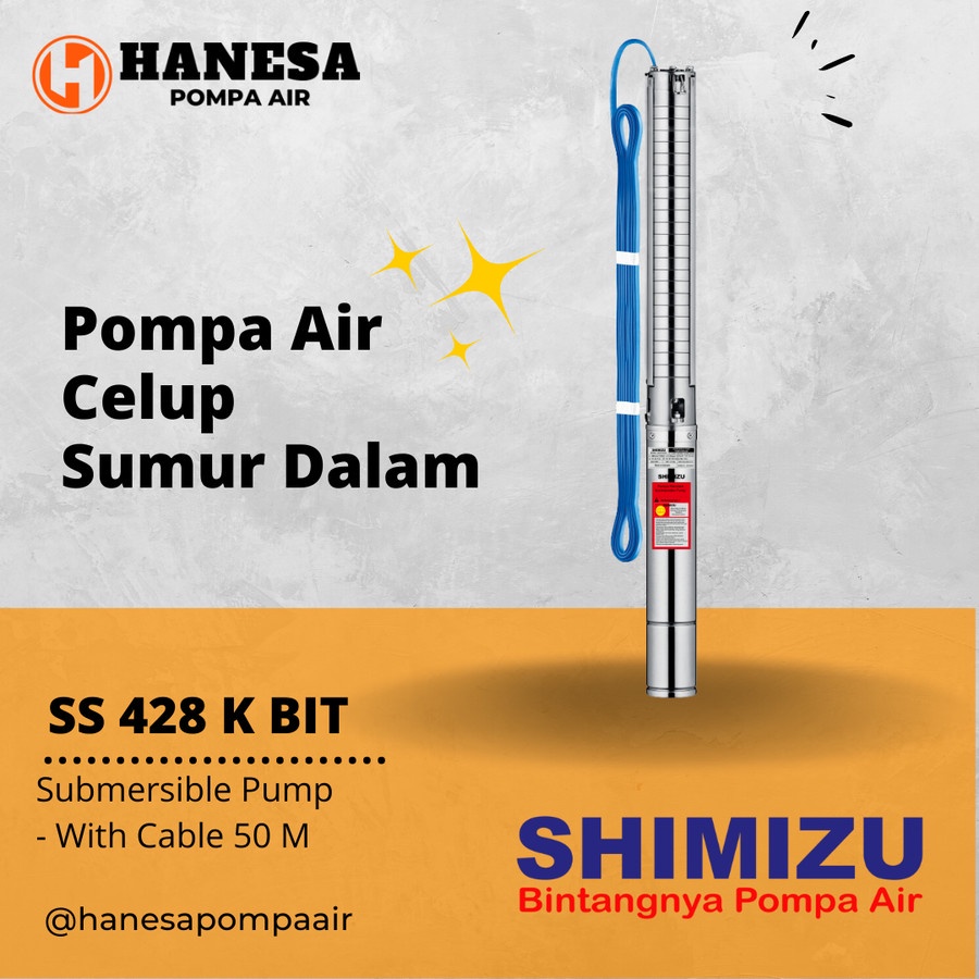 Pompa Celup Sumur Bor (Borehole Pump) SHIMIZU SS 428 K BIT (2 HP + W/ CABLE 50m) Pompa Celup Sumur D