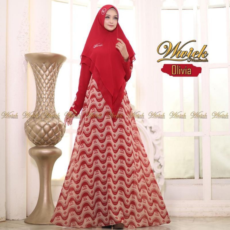 Olivia set Syari By Wwiek Muslimah (SALE S) RED
