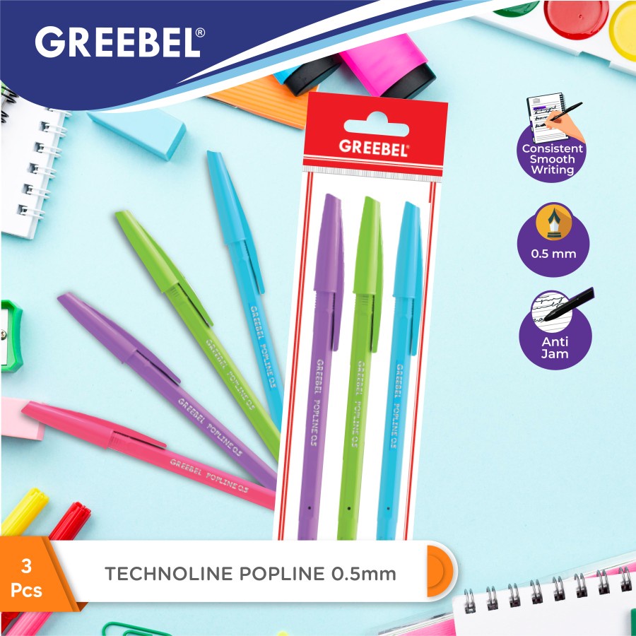 Jual Greebel Pen Pulpen Bolpoin Ballpoint Ballpen Popline Black