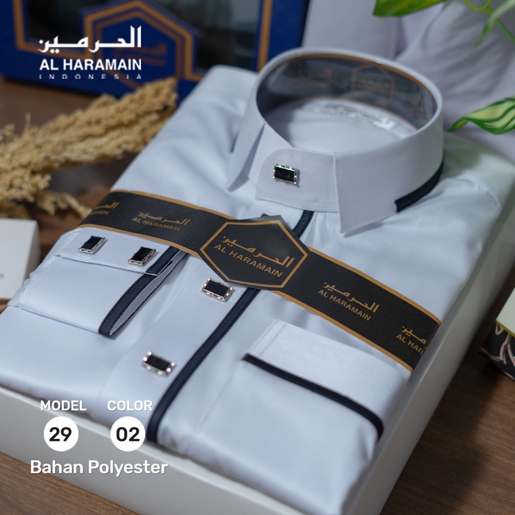 AL Haramain Jubah / Gamis Pria Dewasa Premium Manset Kombi (25) | Putih | Hitam