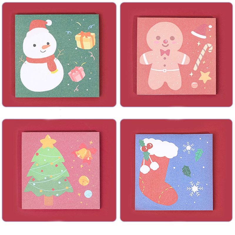 4pcs Sticky Notesmemo Mini Motif Kartun Seri Natal Untuk Pelajar