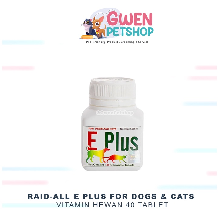 Suplemen Vitamin Penyubur Kucing Anjing RAID ALL E PLUS -- 40 TAB for Dog Cat