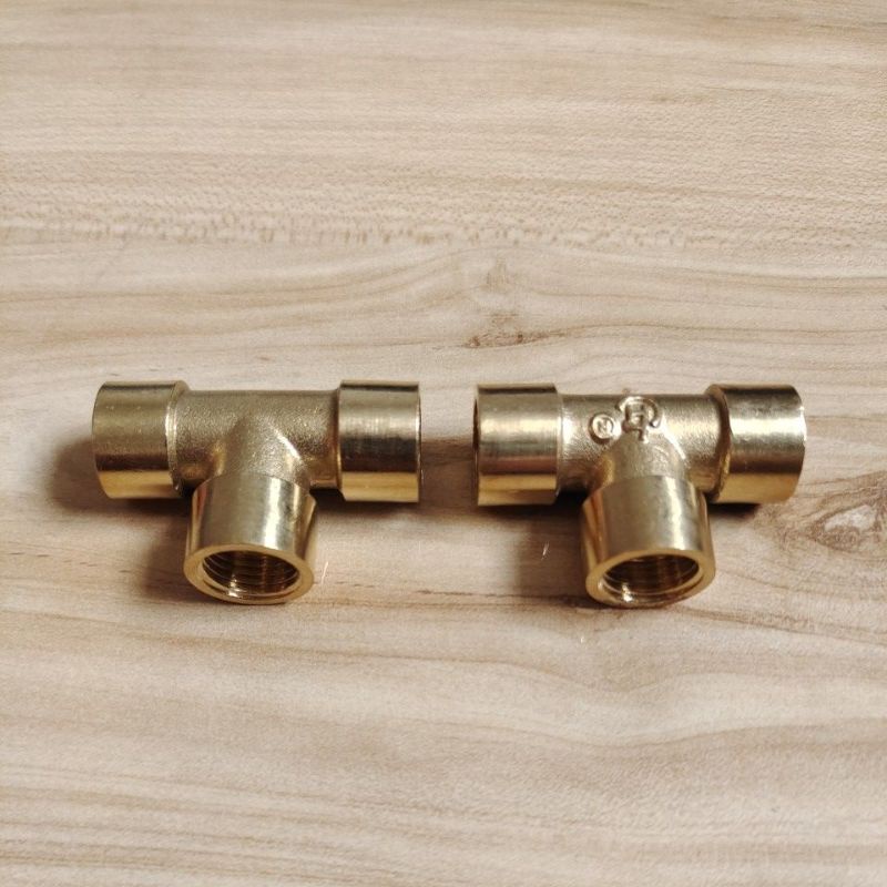 TEE drat dalam 1/4&quot; Kuningan / sambungan TEE compresor 1/4&quot; kuningan