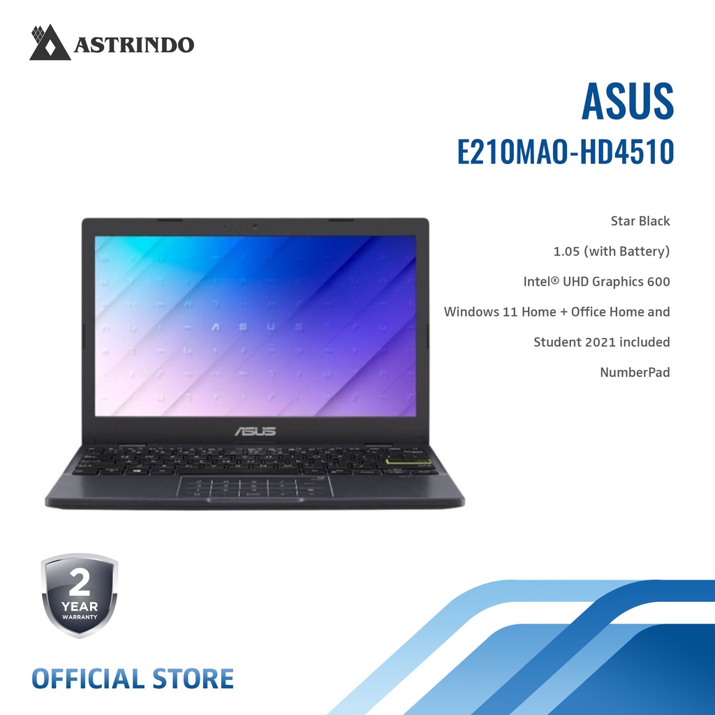 Asus Notebook N4020/4GB/512GB/Win 11 Star Black (E210MAO-HD4510)