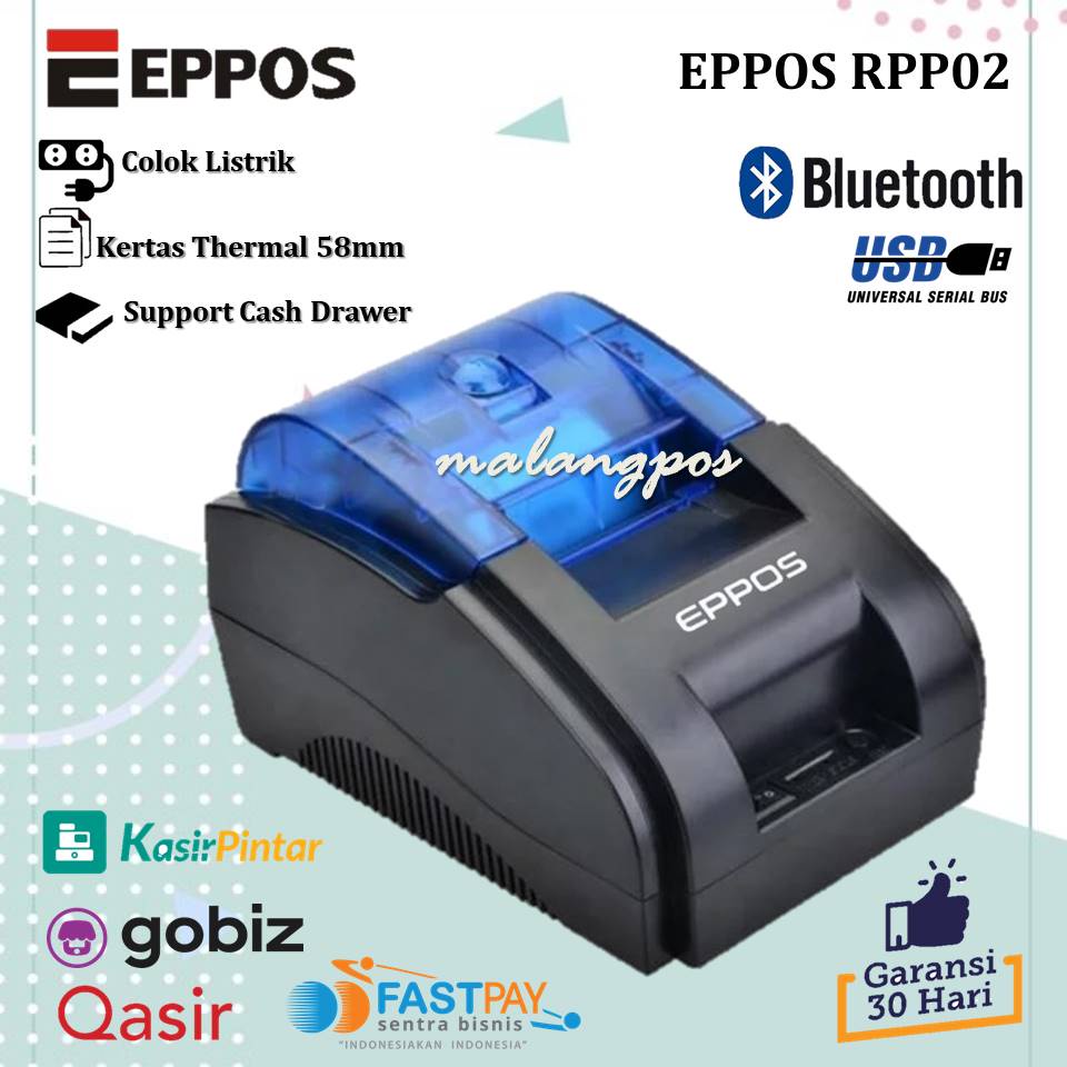 Printer Thermal Bluetooth Eppos EP RPP02N 58MM Usb Bluetooth Support Mokapos