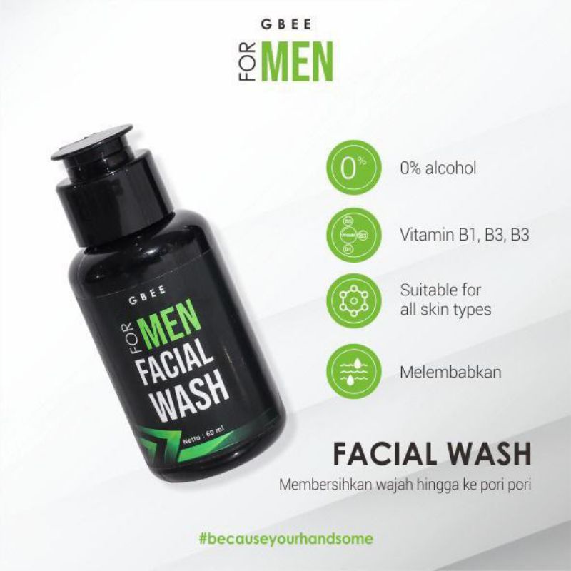 Miffglow - FACIAL WASH Gbee glow beauty Men skin perawatan wajah pria