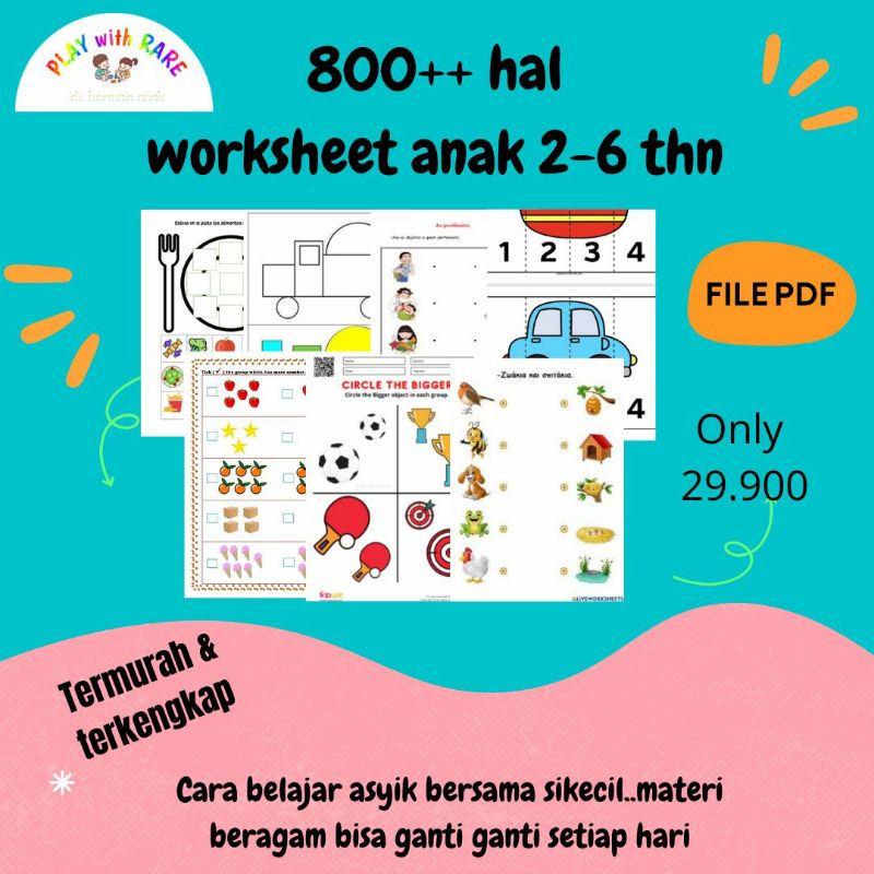 800++ worksheet printable anak usia dini 2 3 4 5 6 tahun lembar aktivitas anak ( file PDF)