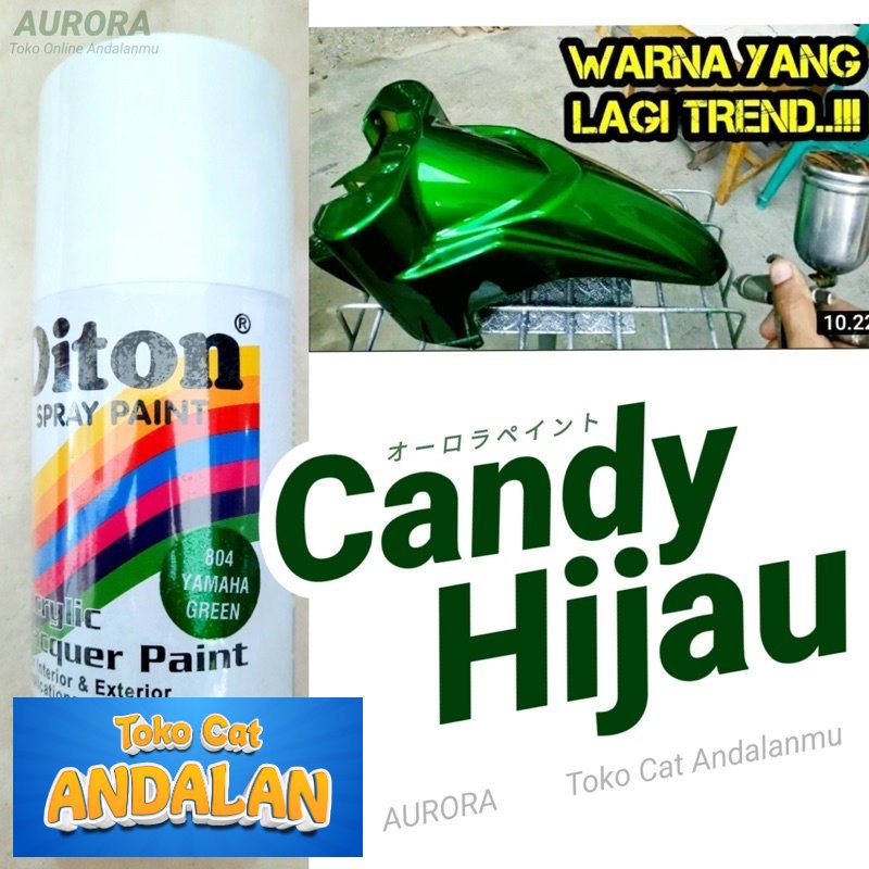 

Toko Cat Andalan - Pilox Diton Yamaha Green 804 Hijau Candy Candytone Transparan Cat Pilok Motor 300ml Tahan Bensin Toko Cat Andalan Motor dan Mobil