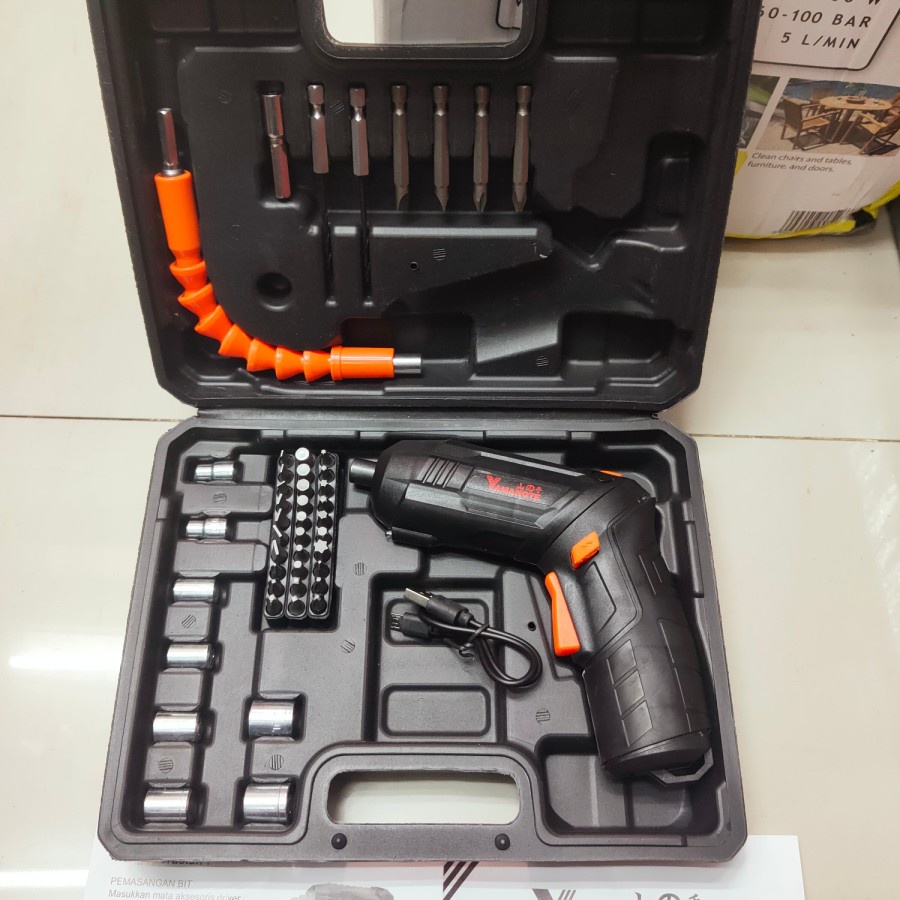 Cordless drill screw set 47pcs YAMANOTE Bor obeng mini Bor baterai