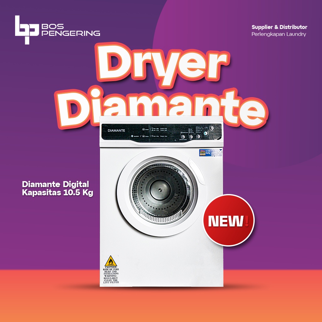 Mesin Pengering Diamante 10.5 Kg Dryer Laundry Diamante Digital Elegan
