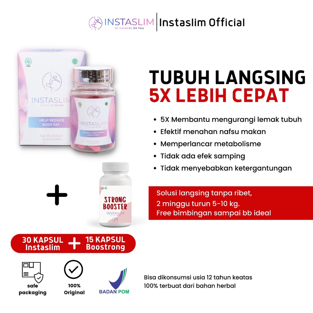 INSTASLIM PELANGSING BADAN - OBAT DIET AMPUH - PELUNTUR LEMAK - PENGECIL PERUT BUNCIT