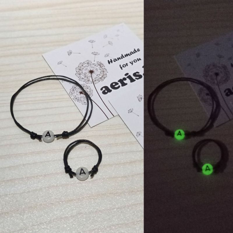 Gelang / Cincin Inisial Glow In The Dark