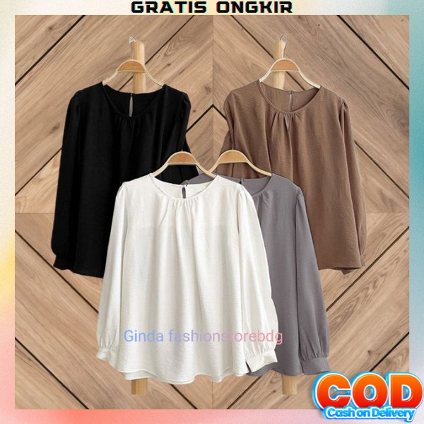 Blose Wnita Korean Style Blouse Wanita Oversize Baju Atasan Wanita Blus Blous Jumbo Cewek Atasan Wni