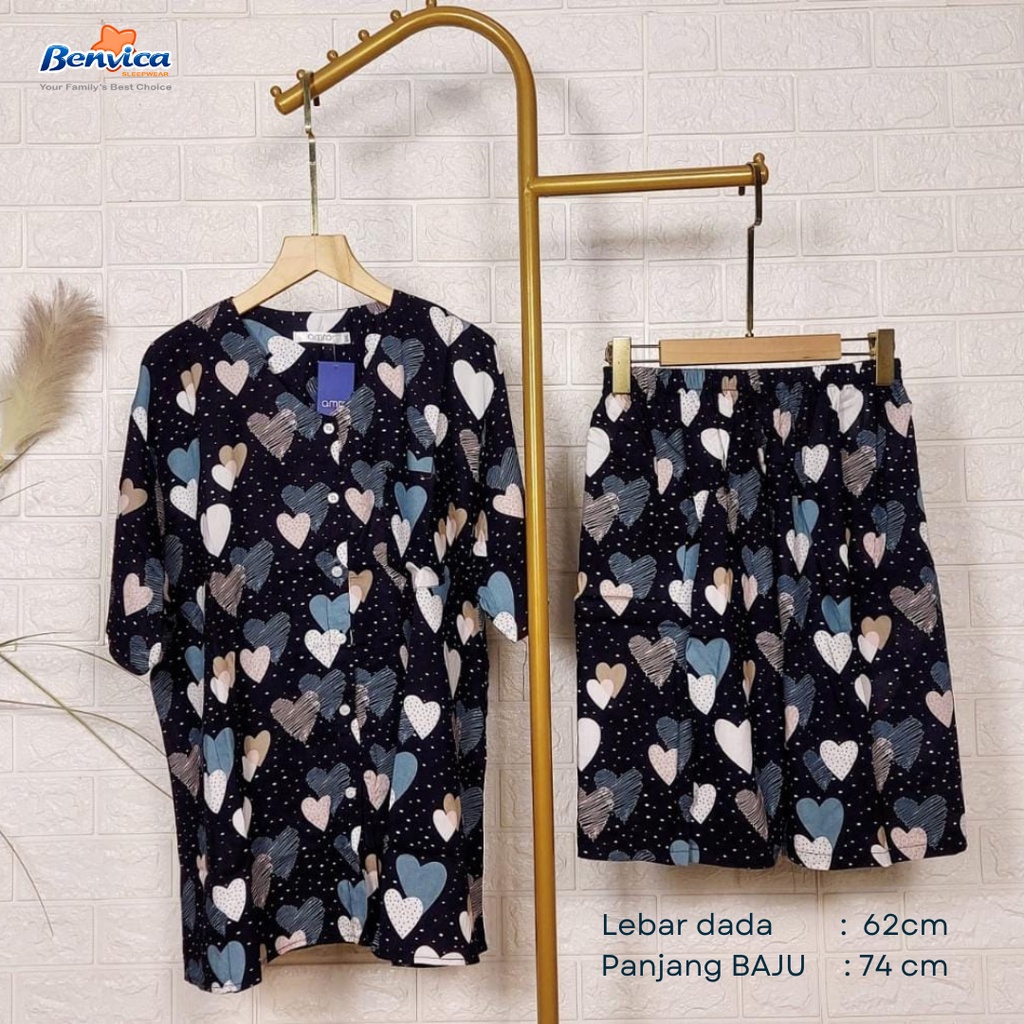 BAJU TIDUR SETELAN PENDEK KATUN RAYON JUMBO AMRO ADEM BANYAK MOTIF