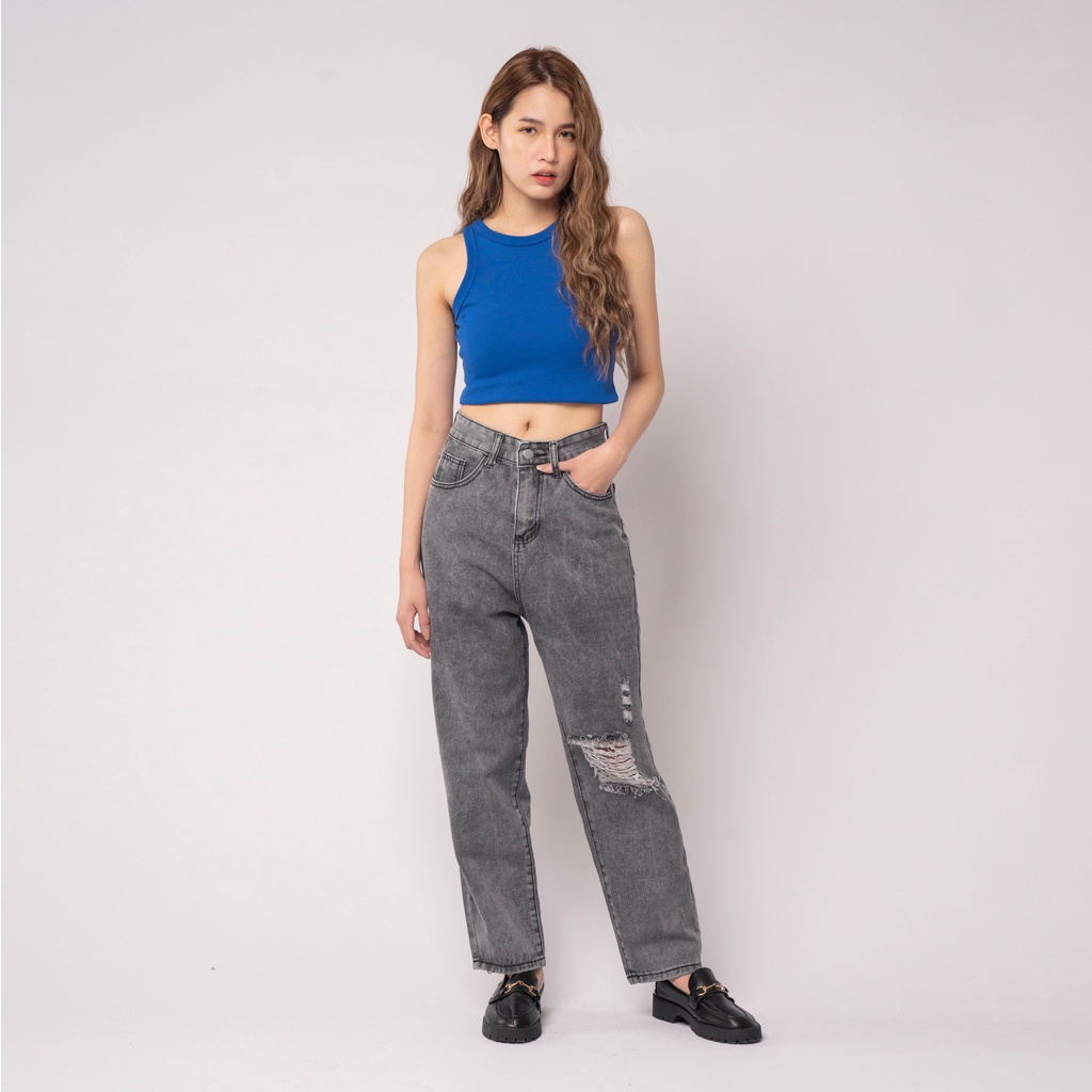 VIERLIN - Jeans 9238 - HIGH WAIST JEANS SOBEK RIPPED