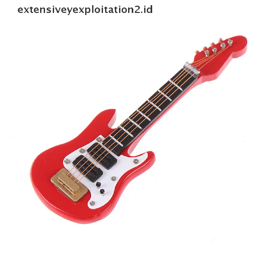 Mainan Miniatur Gitar Elektrik Skala 1: 12 Untuk Dekorasi Rumah Boneka