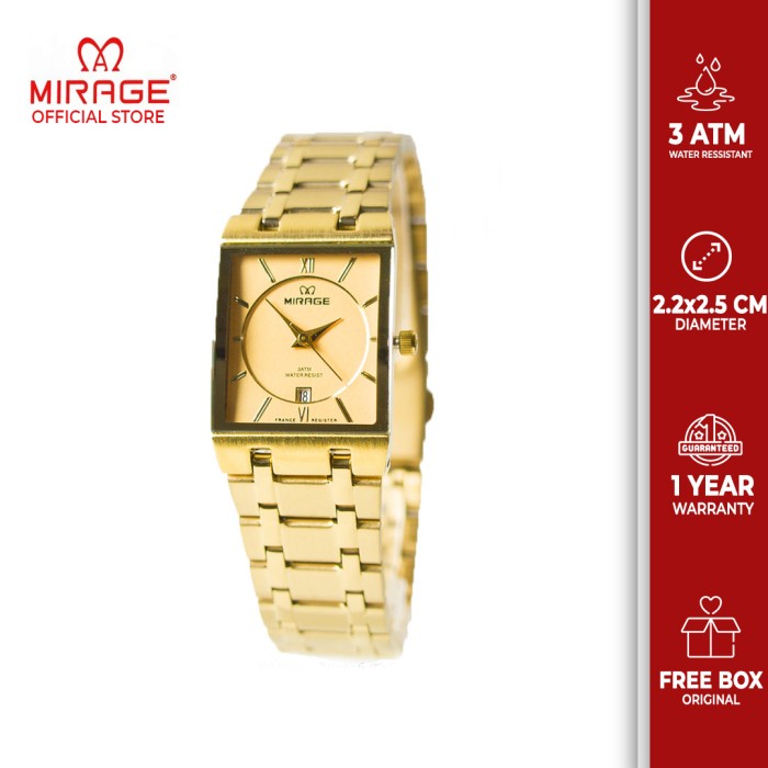 {TheBlackStore} Jam Tangan Mirage Wanita Gold 7908L-pK - Hitam Limited