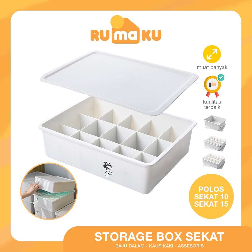 Rumaku Kotak Penyimpanan Pakaian Dalam Kaos Kaki Underwear Storage Box Tempat Penyimpanan Celana Dalam BH Serbaguna