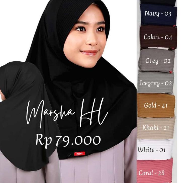 ☌➜✥ (READY HITAM) ZOYA - Bergo Marsha HL Kerudung Instant Hijab Jilbab Bergo Sekolah Terlaris Ready 