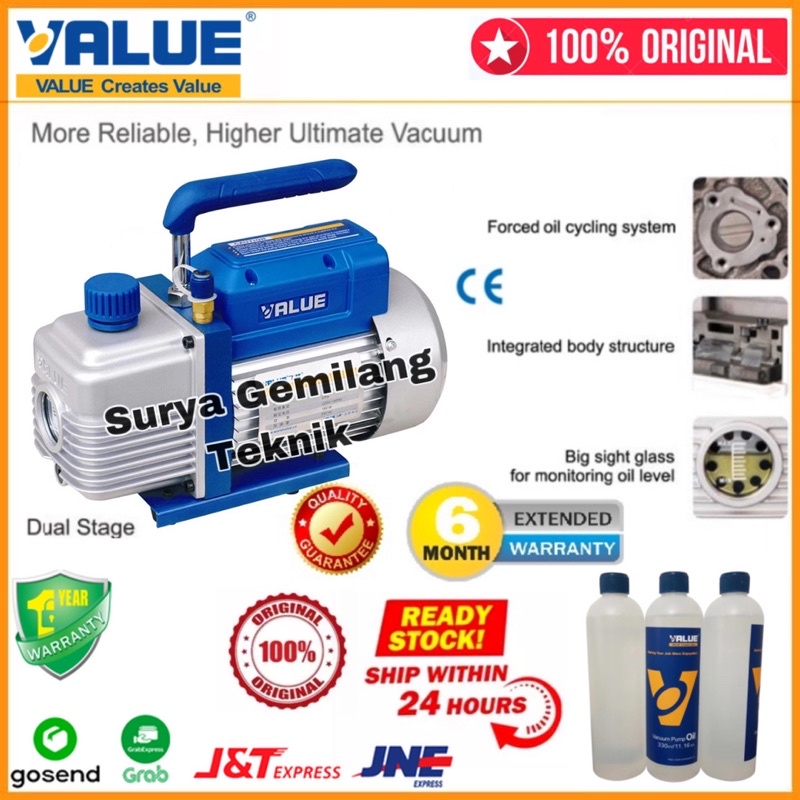 Jual Value Vacuum Pump Tipe VE135N 1/3 HP Pompa Vakum Refrigerant