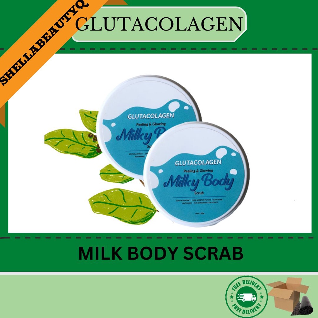 GlutaCollagen Sabun Pemutih Badan Permanen Brightening Serum Milky Body Scrub Bpom 100gr