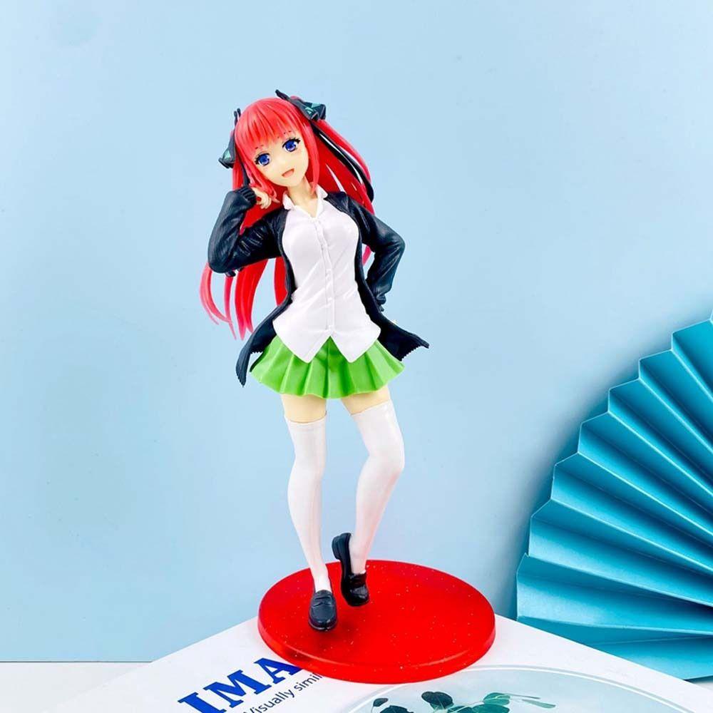 LANFY The Quintessential Quintuplets Creative Action Figurine Nakano Miku Miniatur Koleksi Model Gotoubun No Hanayome Mainan Model Seragam Sekolah