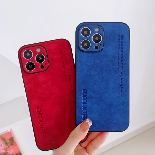 IPHONE Skin Feeling Full Screen Leather Hard Phone Case Untuk Iphone 7 8 14 Plus 7+ 8+ 14+ IP X Xr Xs Max Casing Iphone11 12 13 14 Pro Max Sarung Handphone Shin Case Fashion 4 warna