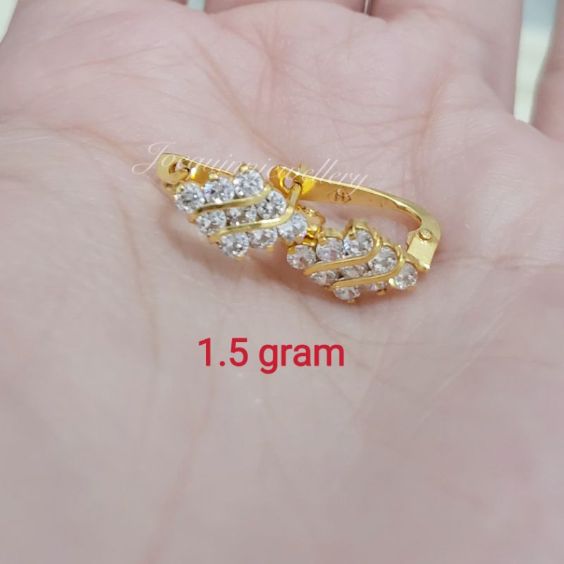 anting jepit emas muda 1.5 gram wajik full mata