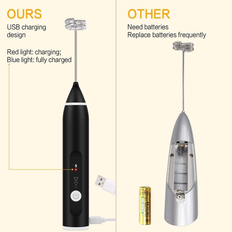Milk frother electric USB rechargeable / egg mixer alat pengocok telur susu dalgona coffee elektrik
