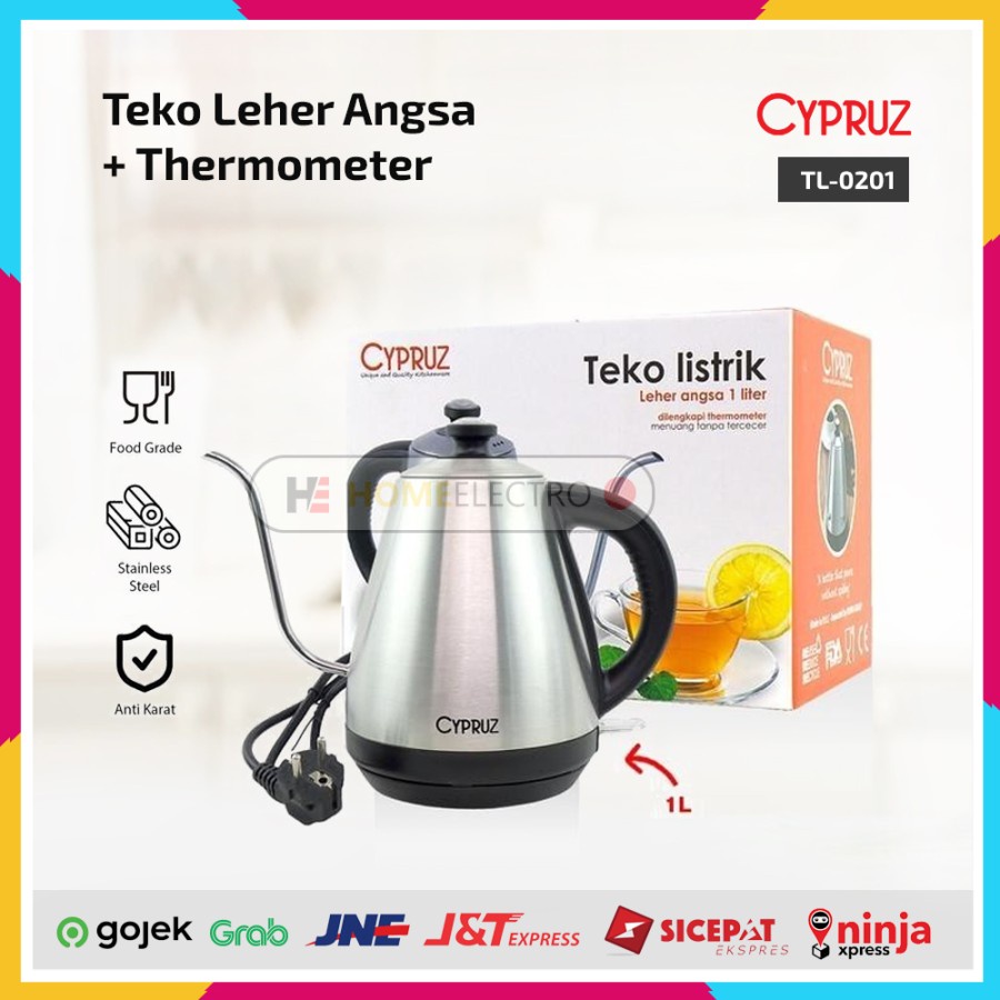 Cypruz TL-0201 Teko Leher Angsa Stainless 1 Liter + Thermometer