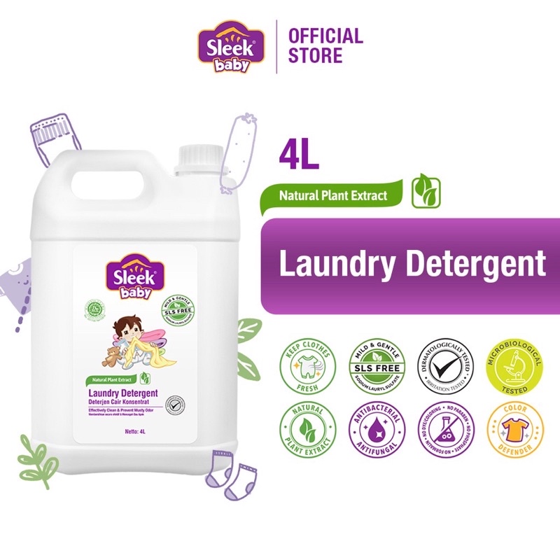 Sleek laundry detergent 4 liter - sabun cuci pakaian bayi