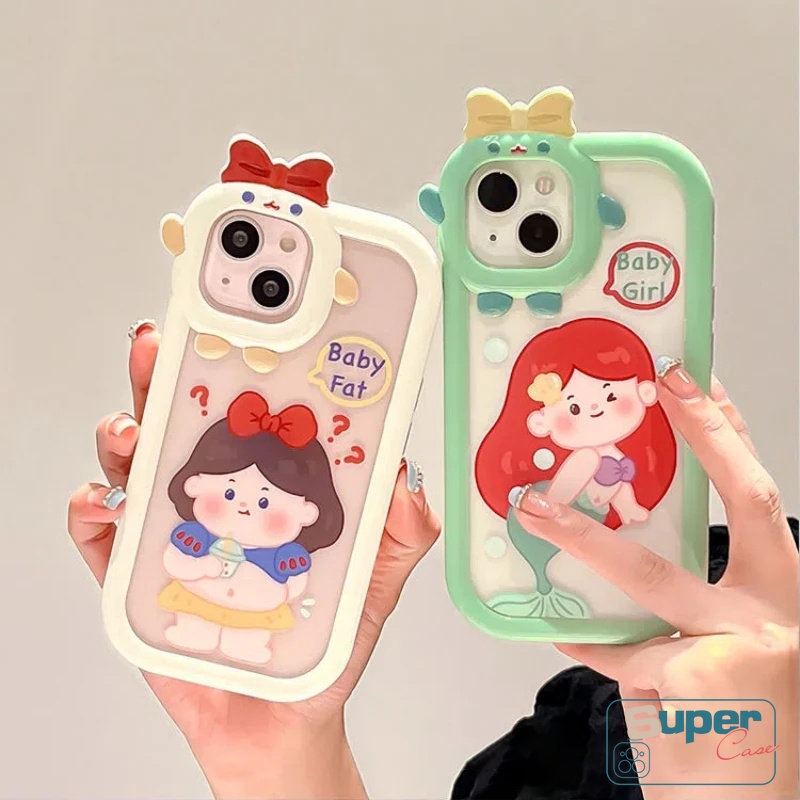 Soft Case Desain Kartun Disney Princess Mermaid 3D Untuk iPhone 6 6s 7 8 14 Plus 11 14 12 13 Pro MAX XR X XS MAX SE 2020