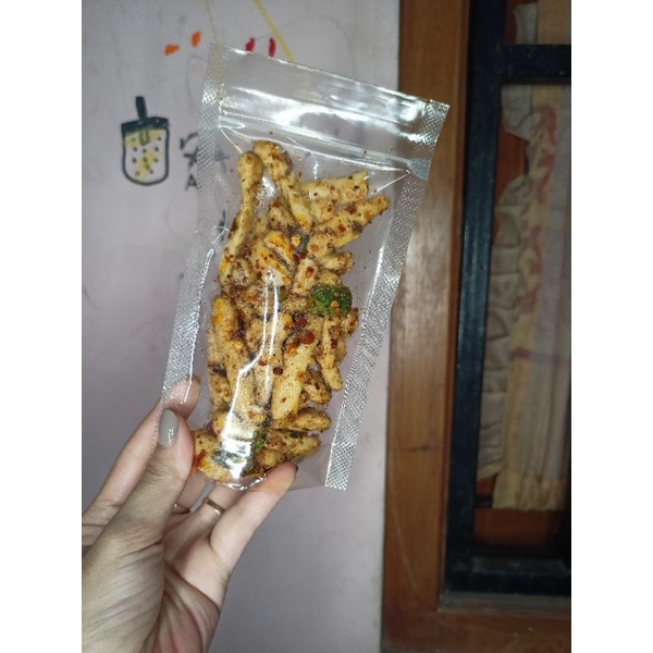 

Basreng stick pedas daun jeruk bumbu basah kemasan pouch 50-100gr
