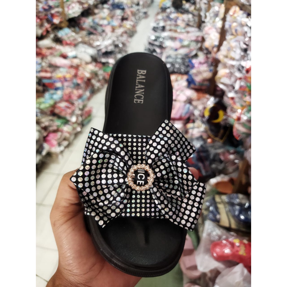 sandal wanita selop pita polkadot 3802-B2 // sandal import wanita terbaru