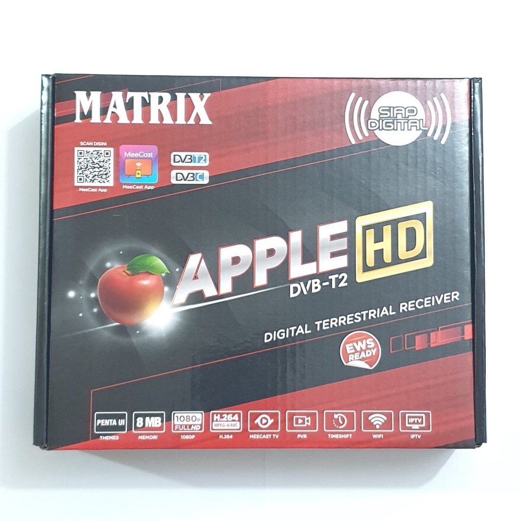 STB Matrix Set Top Box Receiver Siaran Digital TV APPLE HD DVB-T2 MERAH / STB TV Digital