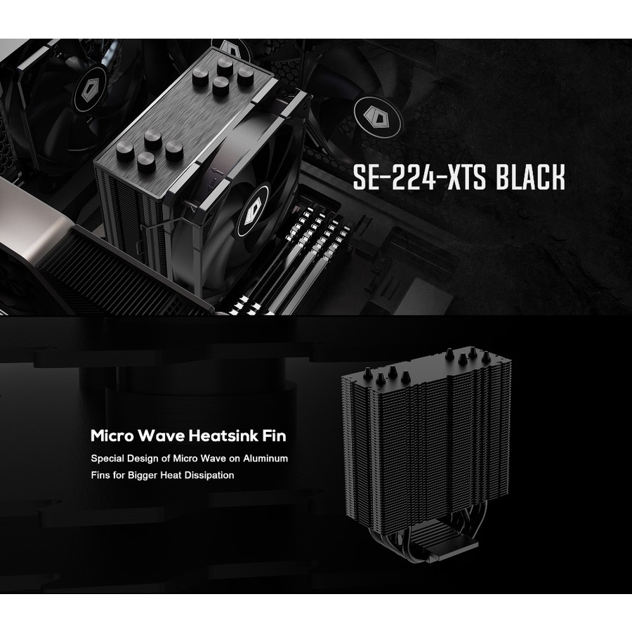 ID-COOLING SE-224-XTS BLACK | 120MM AIR CPU Cooler HSF Intel / AMD