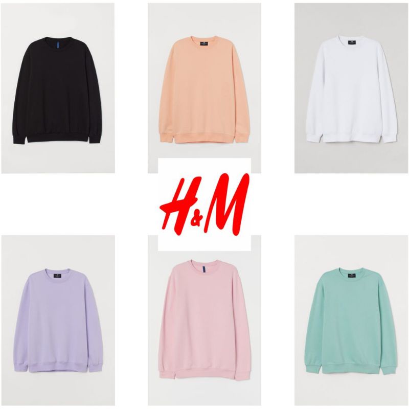 Crewneck h&amp;m sweater h&amp;m basic oblong pria wanita