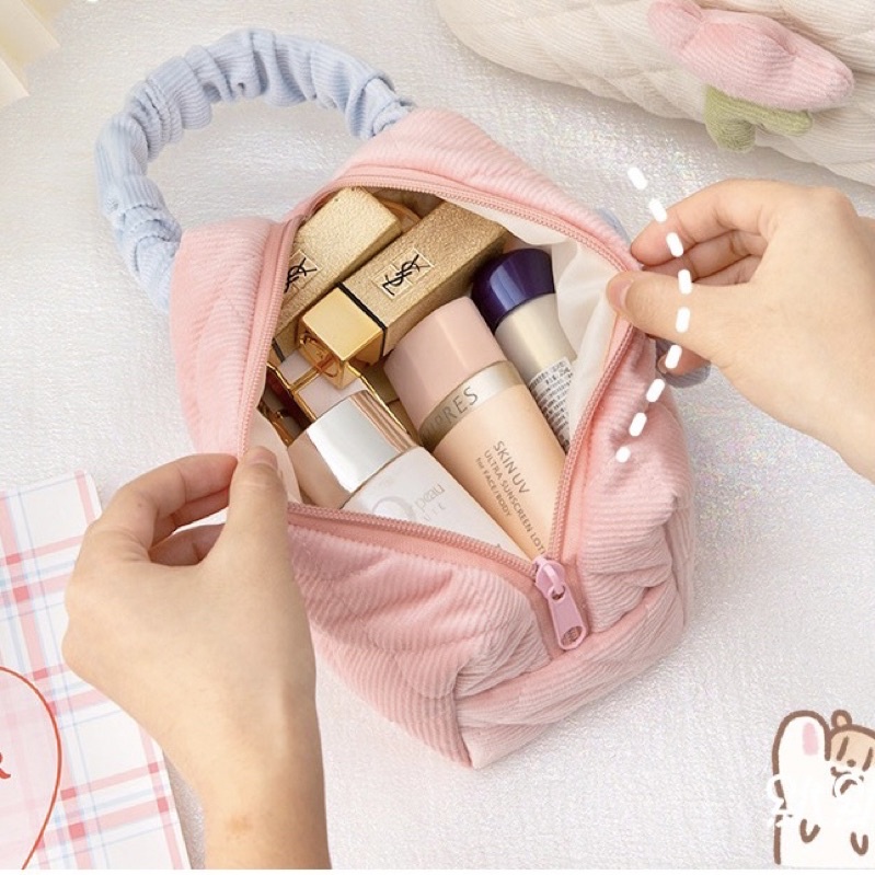 tas kosmetik dan kuas brush make up pouch besar jumbo travel organizer multifungsi serbaguna warna pastel cantik lucu aesthetic korean style kekinian murah viral premium PO15