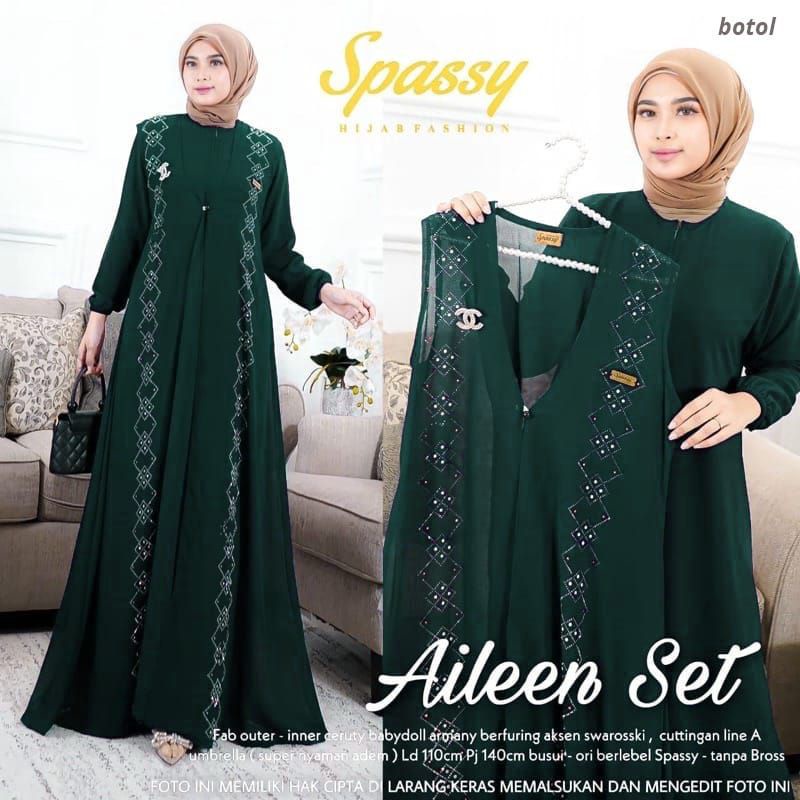 Aileen set maxy ceruty polos outher wanita dress
