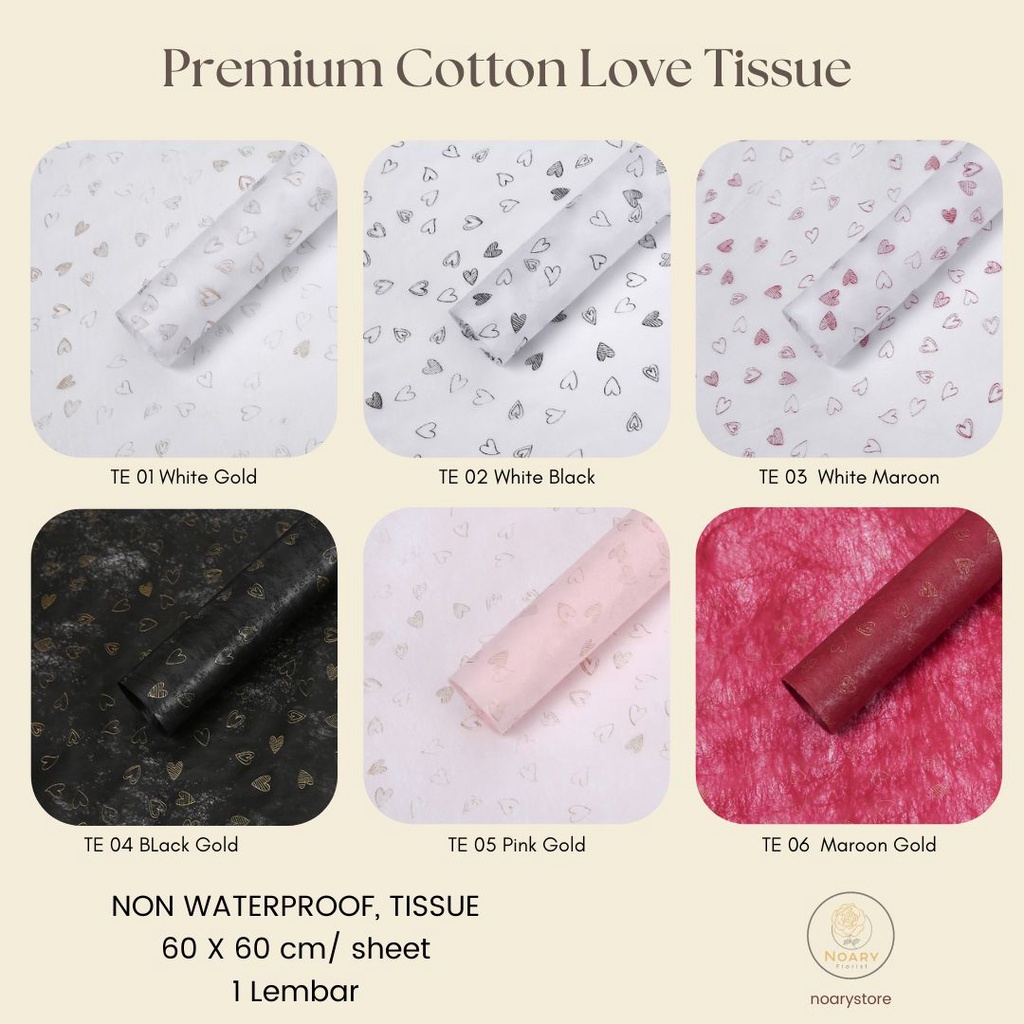 Premium Cotton Love Tissue  / Cotton Roll / Kain Roll / Tissue Paper / Kain tisu / Kain Katun / Kain Bunga / Kain Pembungkus Bunga / Cotton Flower / Bouquet / Roll Flower / Tille wrapping / Mesh Roll